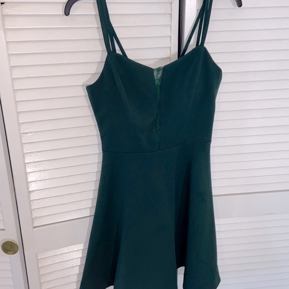 Green Illusion Fit and Flare Party Dress